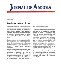 Adesao ao micro-credito em Kuito - Jornal de Angola 30 Sept 2011